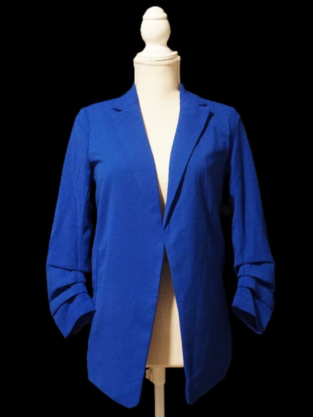Philosophy Blue Open Front Blazer ¾ Gathered Sleeve Women’s XS